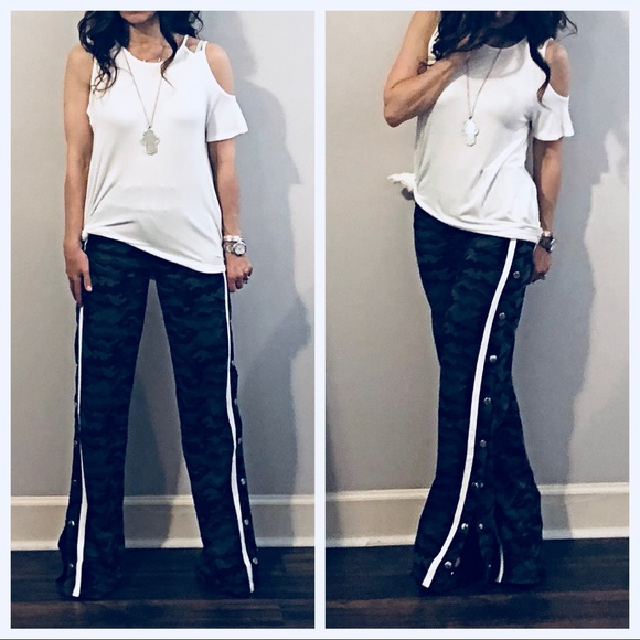 ✨LAST ONE✨Camo white striped side wide leg pants - Picture 8 of 8